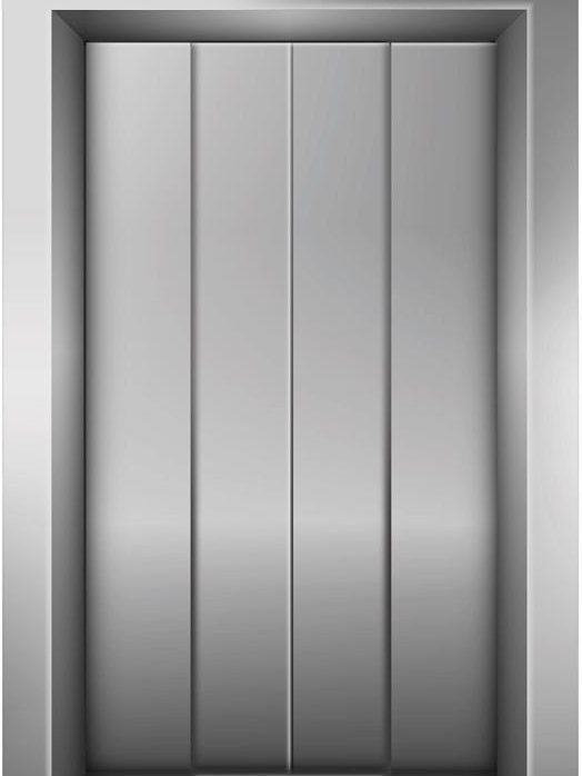 Industrial four-panel stainless-steel landing door