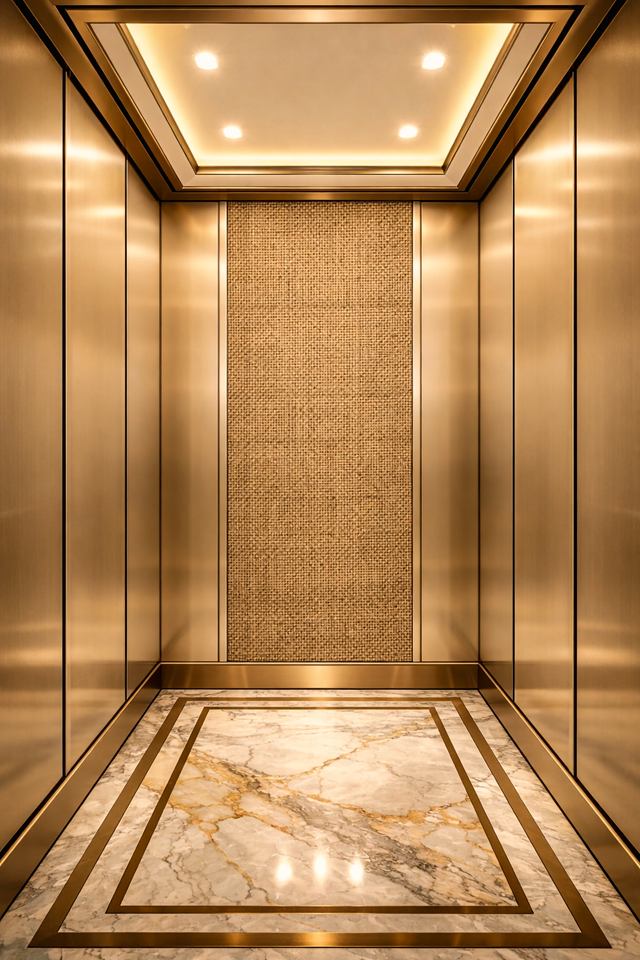 Champagne elevator cabin interior