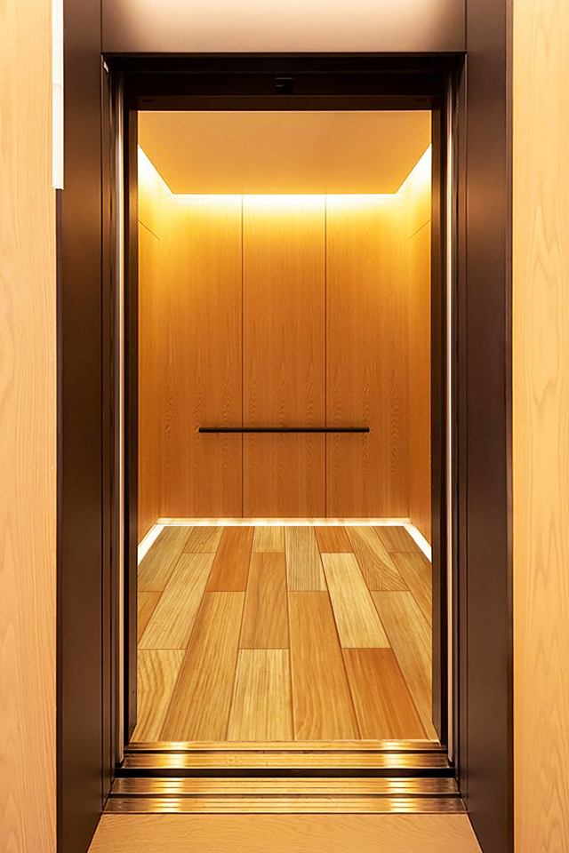 Walnut elevator cabin interior
