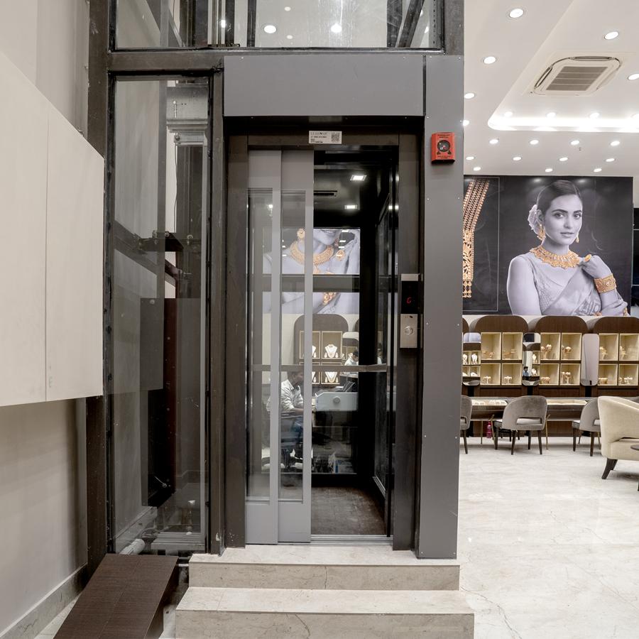 Lift inside a retail interior